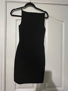 Aritzia Babaton Anderson Mini Dress black  Ribbed Knit Halter Neck large Bodycon